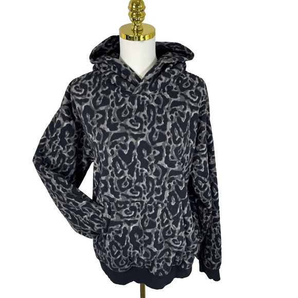 Tna Women's Aritzia Polar Fleece Hoodie Large Leopard Cheetah Animal Print Cozy - Picture 1 of 16